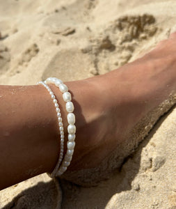 Rice pearl anklet gold