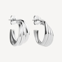 Load image into Gallery viewer, Ripple Hoop Earring Silver