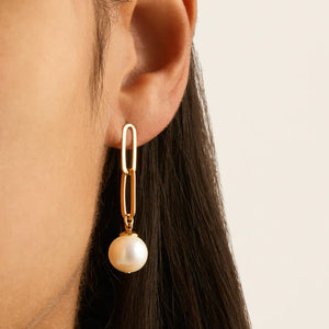 Eden Pearl Drop Earrings Gold