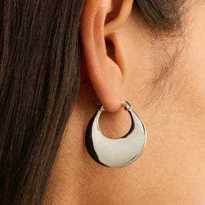 Cresence Hoop Earrings Silver