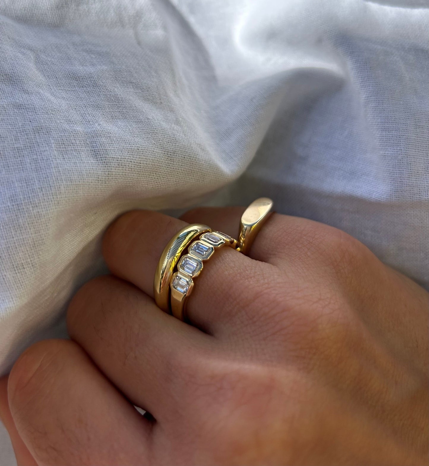 Nina Stacked Emerald Cut Diamond Ring