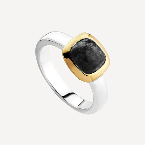 Aura Black Agate Ring Two-tone