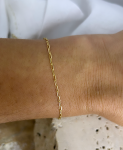 delicate elongated hammered link bracelet