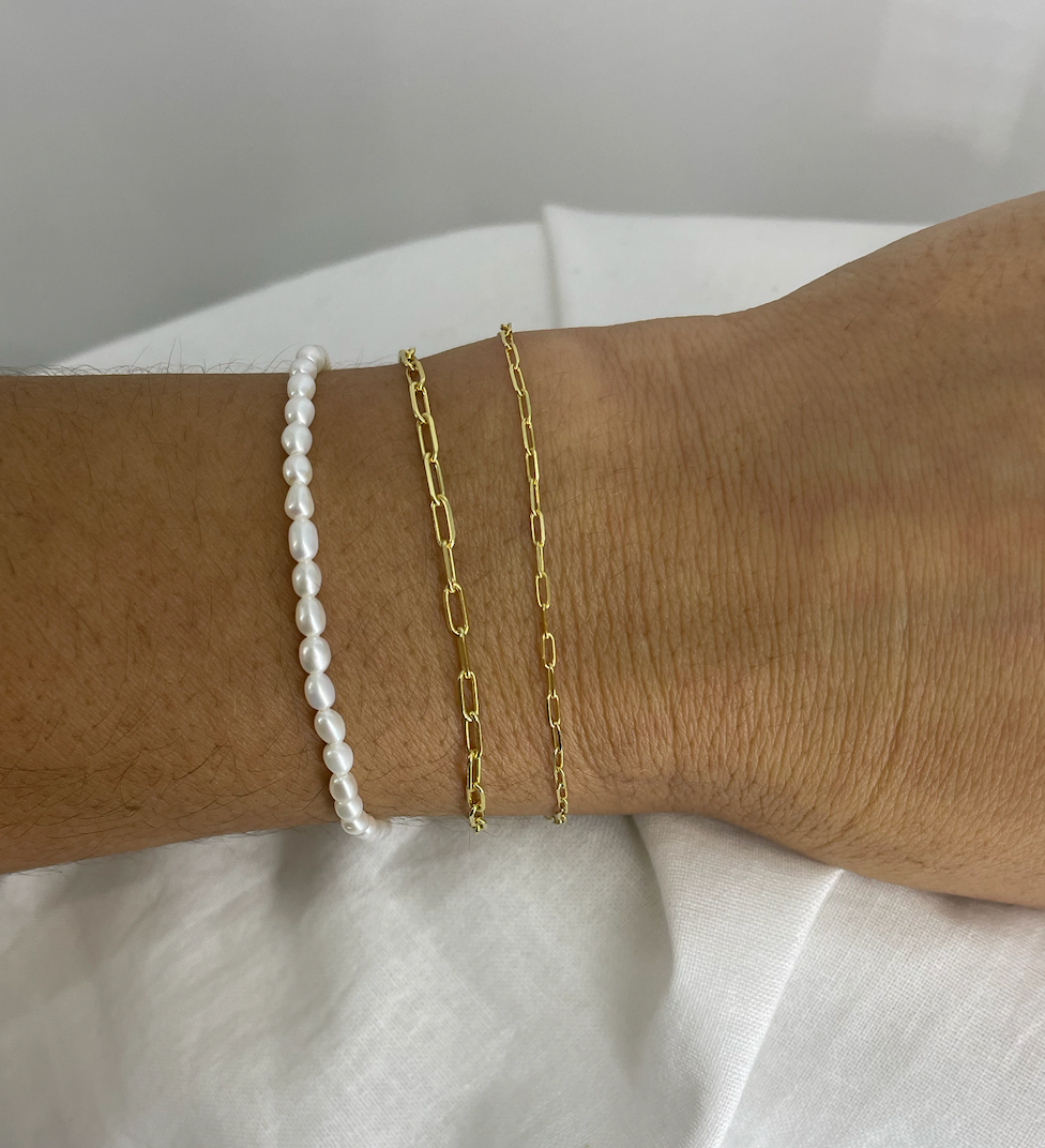 Rice pearl bracelet gold