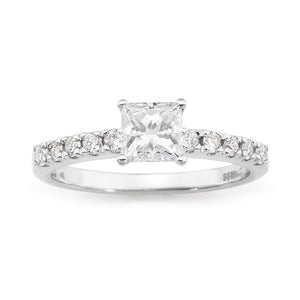 Princess Cut Engagement ring with Claw set band, and 0.70ct Centre