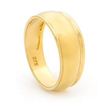 Gold slave ribbed ring tapered