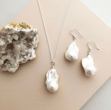 Load image into Gallery viewer, Large baroque pearl earrings silver