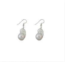 Load image into Gallery viewer, Large baroque pearl earrings silver