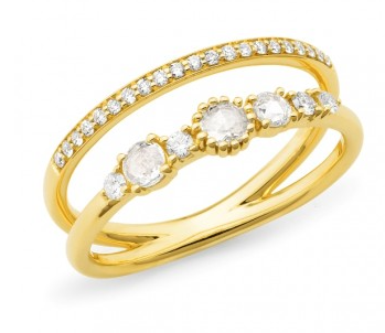 Gold Rose Cut Diamond layered ring