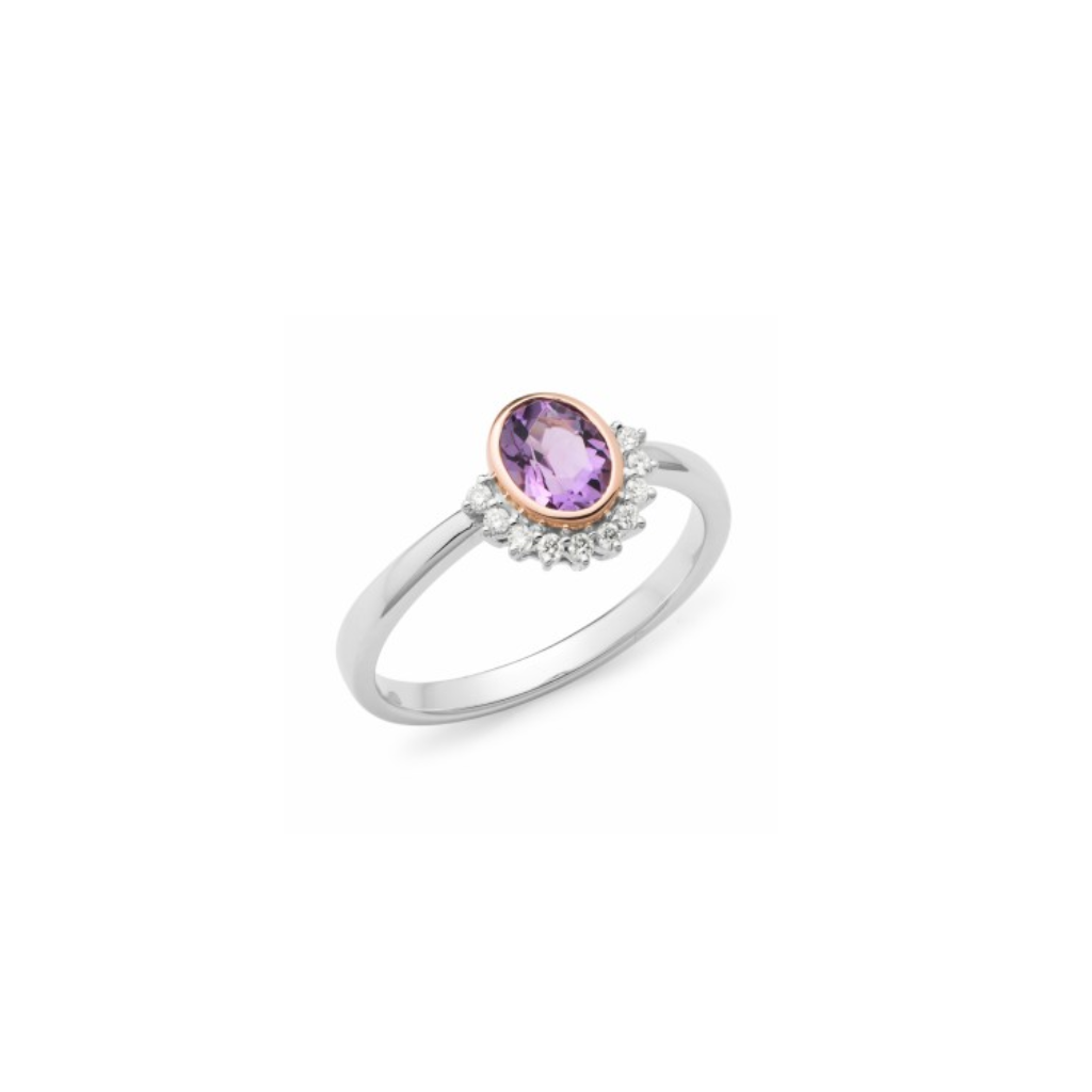 Amethyst And Half Halo Dress Ring