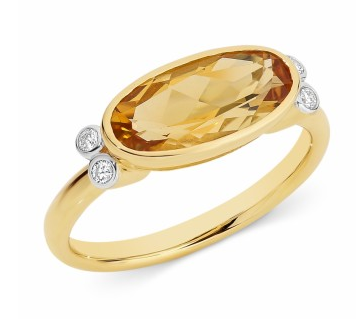 Citrine and diamond ring in gold