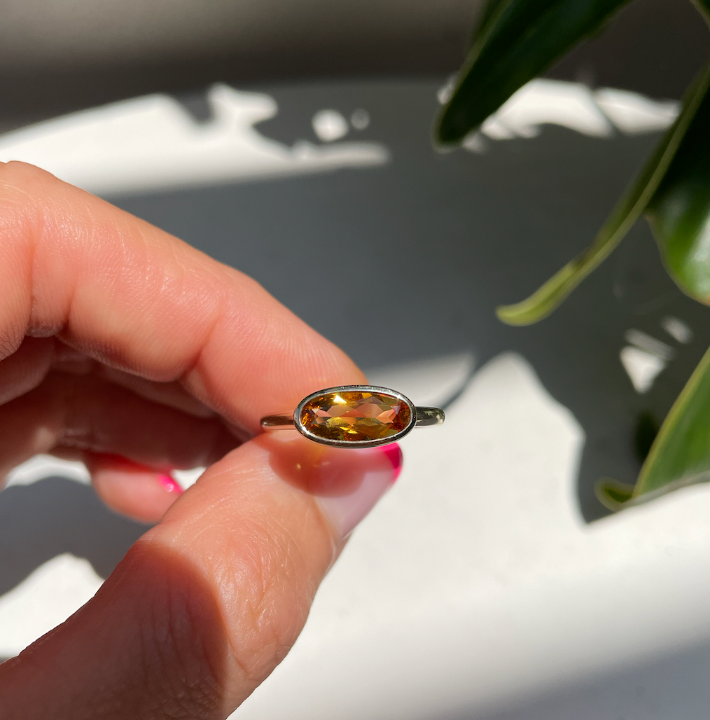 Elongated Citrine ring