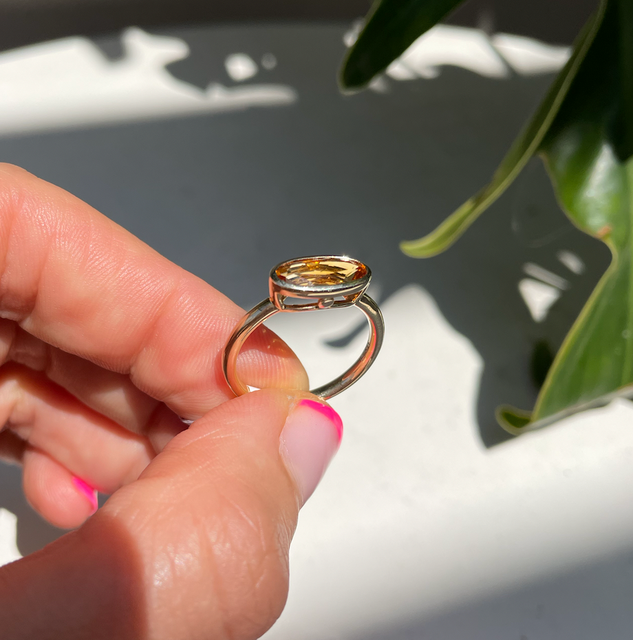 Elongated Citrine ring