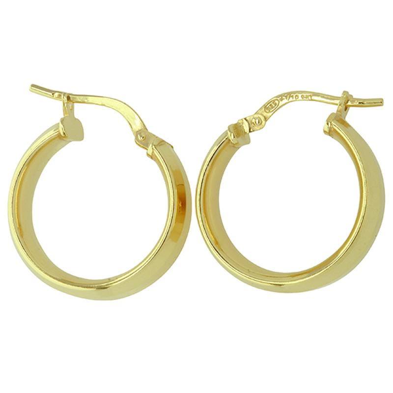 9ct Gold Silver Filled Faceted Ribbon Hoops