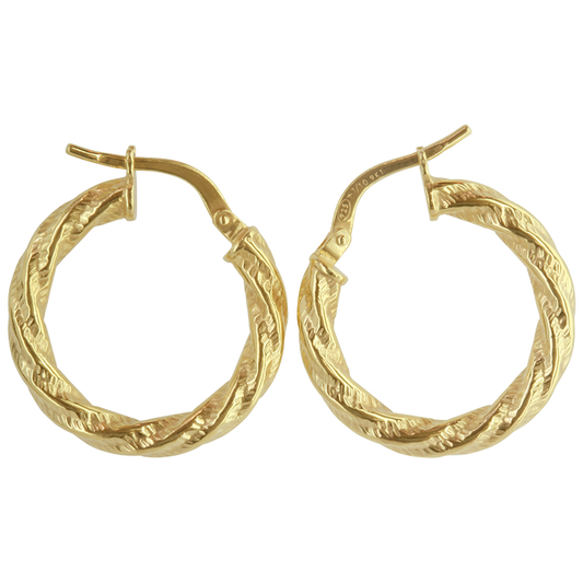 Gold Medium Fancy twist Hoops