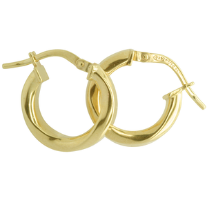 Gold Hoops 10mm with edge twist pattern