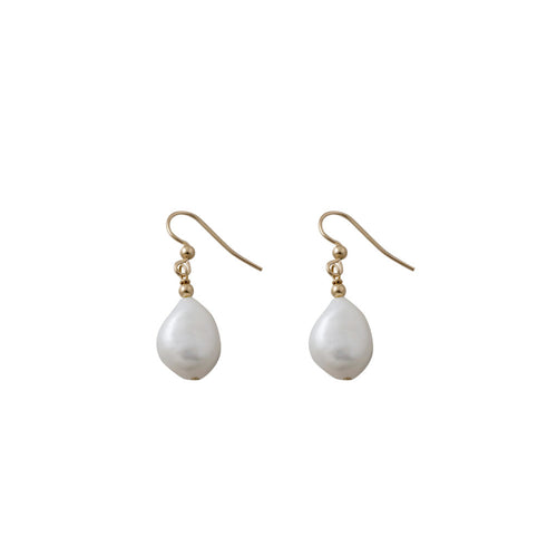 Yellow Gold Baroque Pearl Earrings