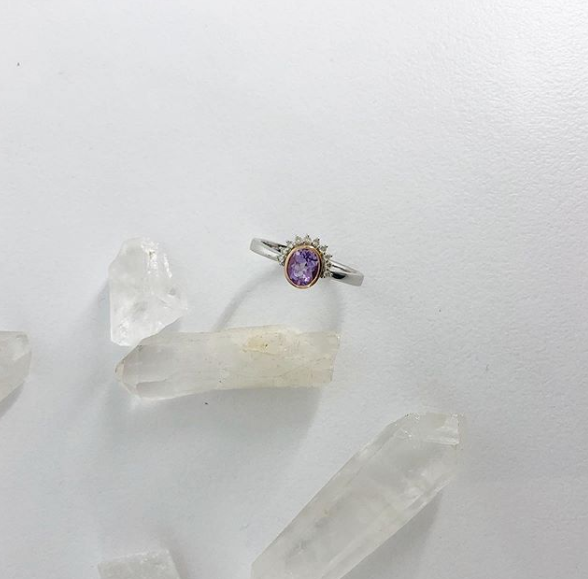 Amethyst And Half Halo Dress Ring