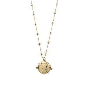 Coin Flip Necklace With Rosario Chain