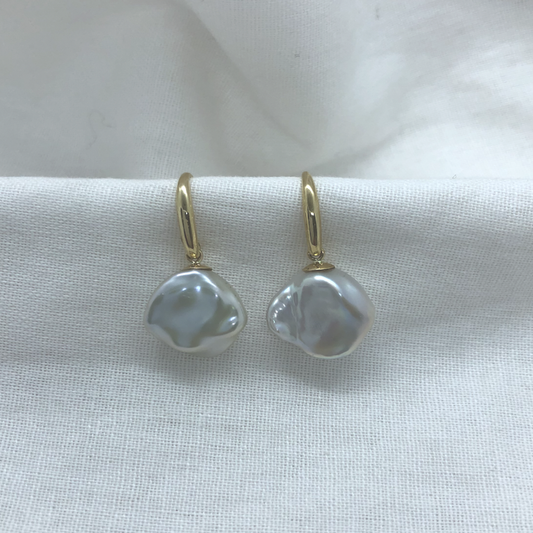 Keshi Pearl Drop Earrings Gold