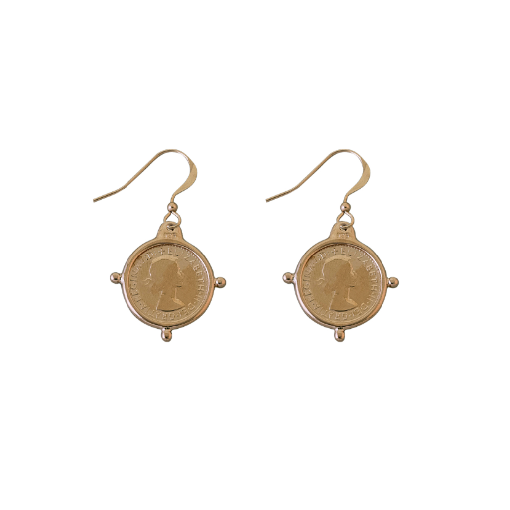 Compass Frame Coin Earrings