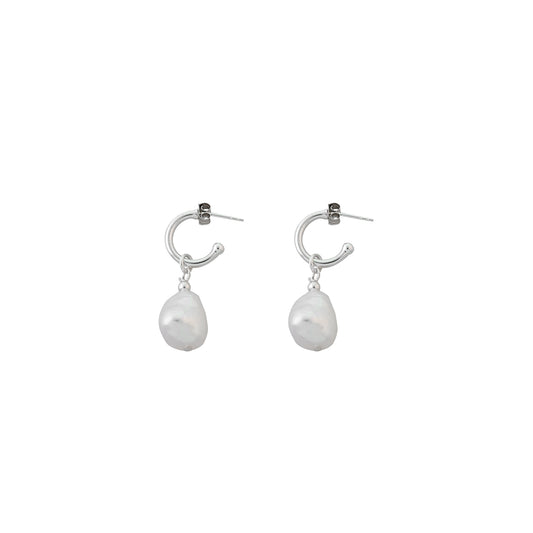 Baroque Pearl Open Hoop (studs) Earrings