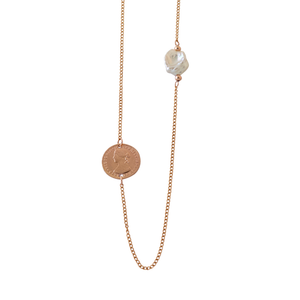 Coin & Keshi Pearl Necklace