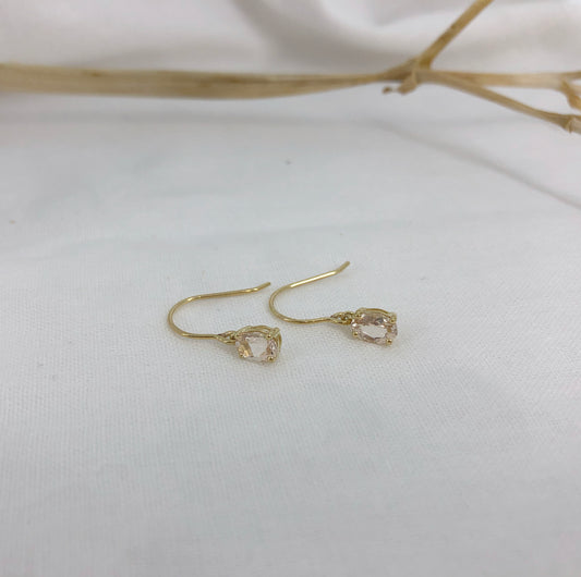 Gold and morganite oval drop earrings