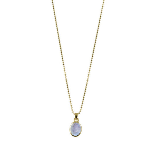 Fine Ball Necklace with Oval Moonstone Yellow Gold