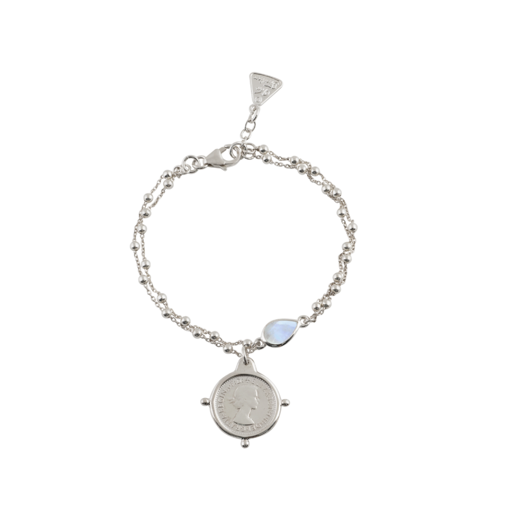 Double Rosario Bracelet With Moonstone And Threepence