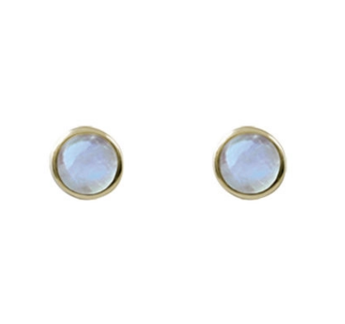 Cased Moonstone Round Studs Yellow tone