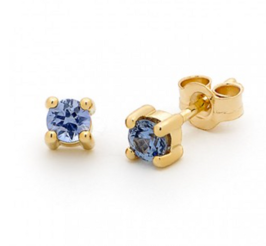 Gold Ceylon Sapphire 4 claw studs