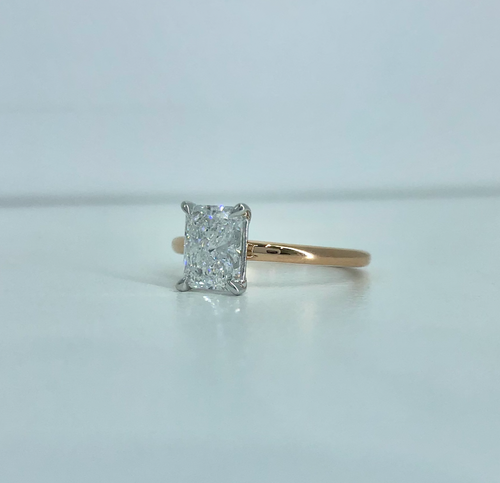 Radiant Cut Solitaire in Rose Gold
