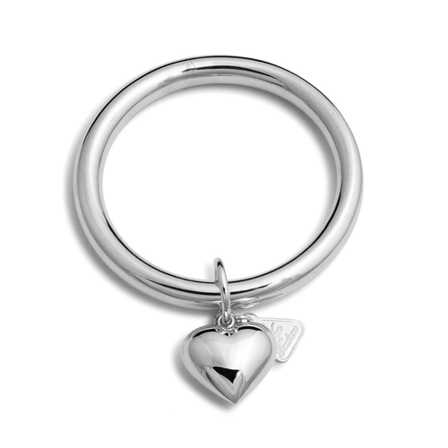Silver 8mm Golf Bangle With Puffy Heart