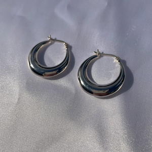 Sterling silver tapered hoops