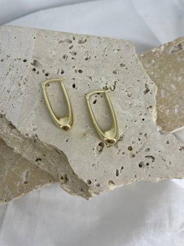 9ct gold elongated, tapered hoops