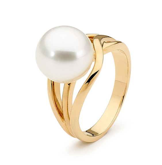 South Sea Broome Pearl multirow ring in Gold