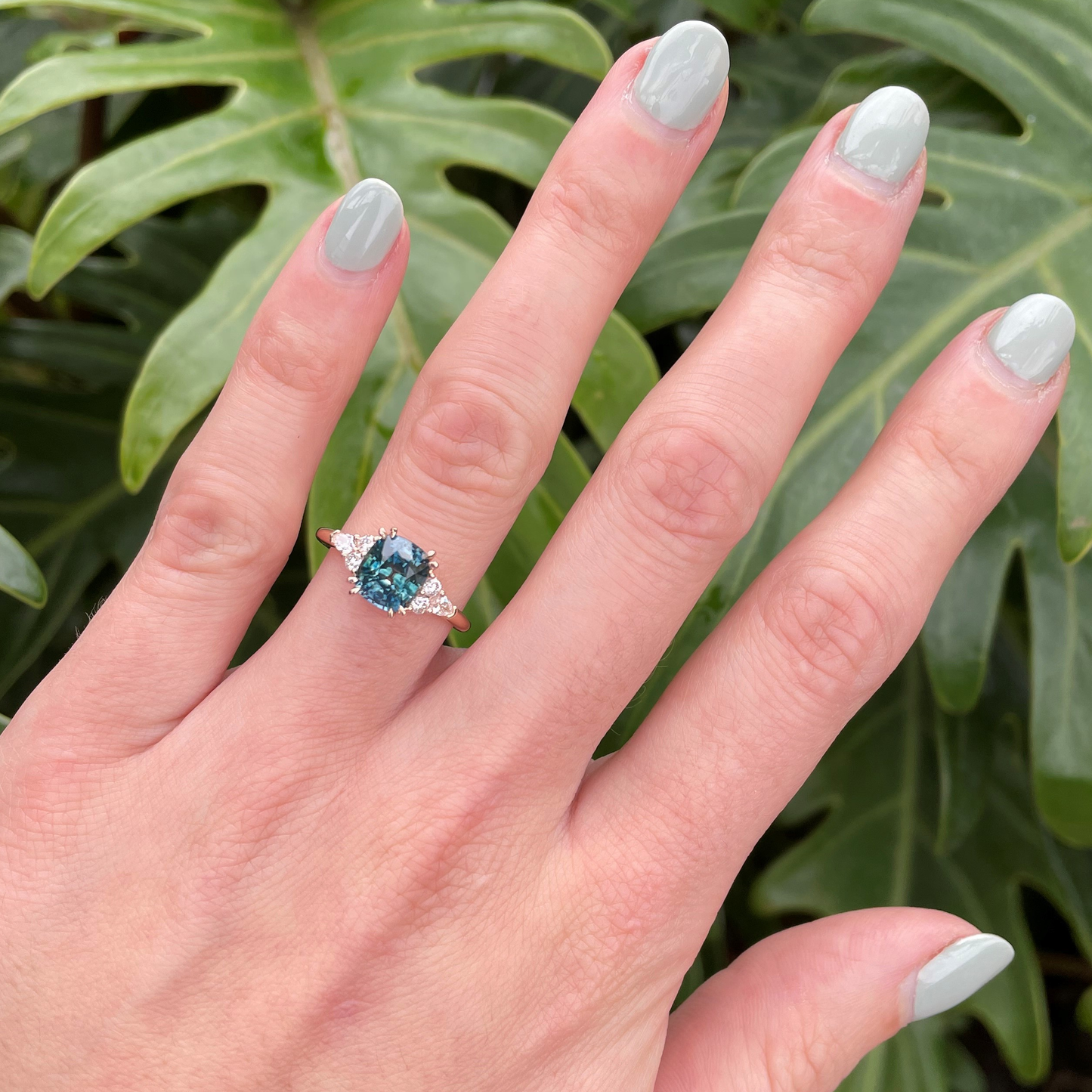 Rose Gold Montana Sapphire and Diamond ring