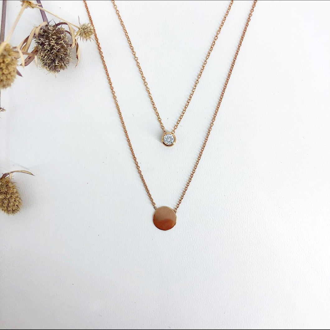 Rose Gold Disc necklace Small